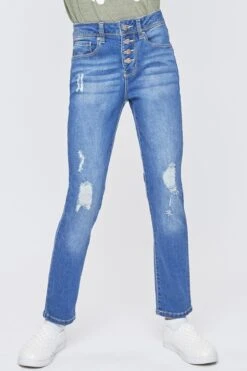 Girls Exposed Buttons High Rise Skinny Jean -Wana Fashion Shop GP232741 M2782 3