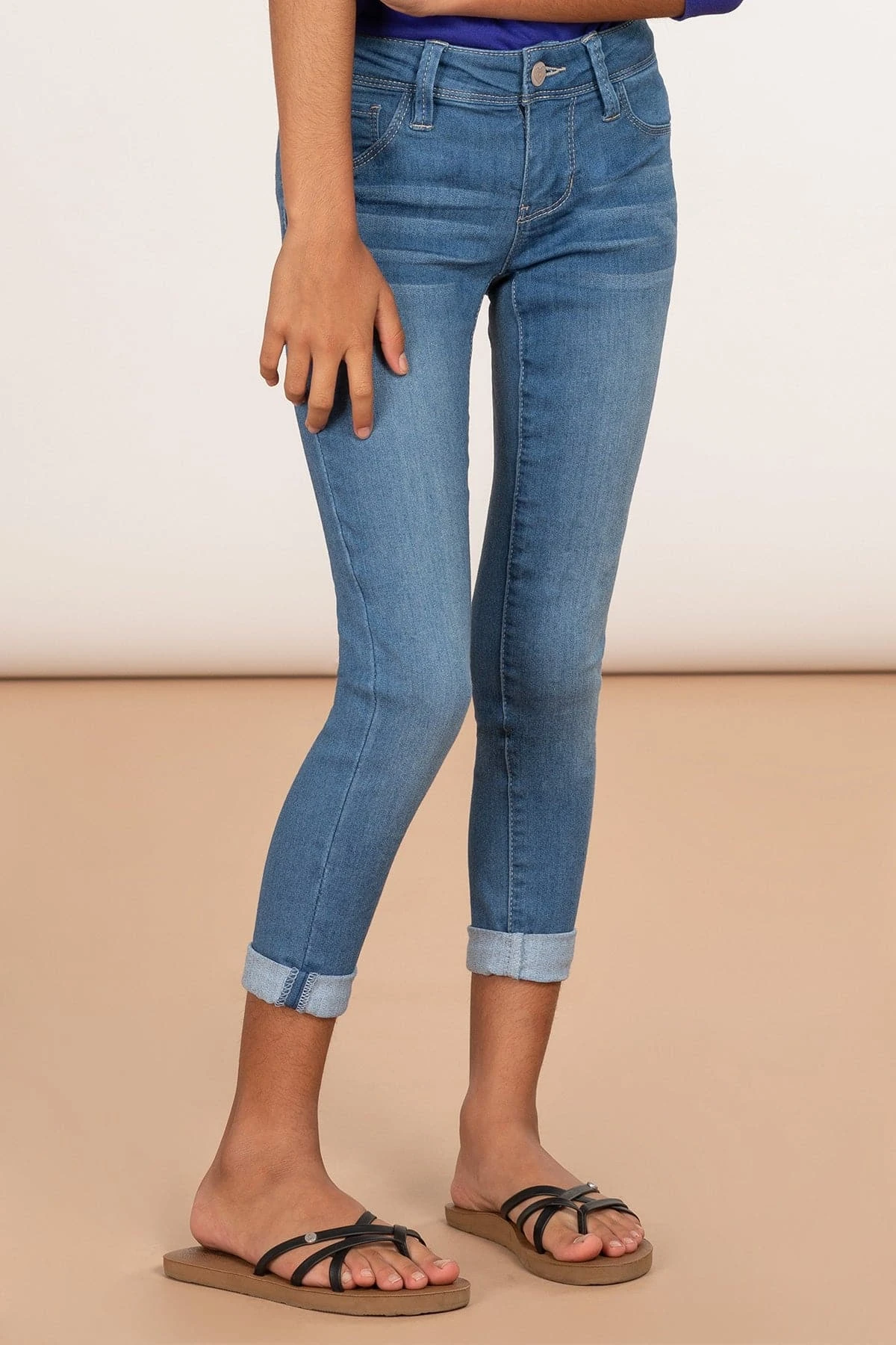 Girls Optional Cuff Denim Skinny Jeans 8 Girls Optional Cuff Denim Skinny Jeans - Image 6