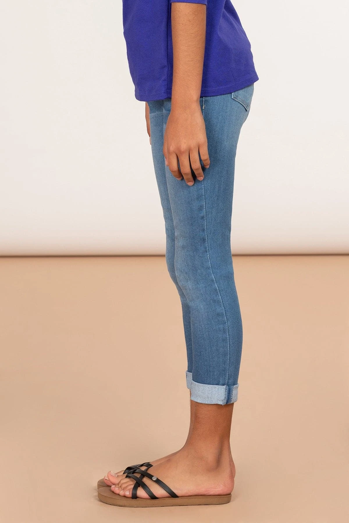 Girls Optional Cuff Denim Skinny Jeans 9 Girls Optional Cuff Denim Skinny Jeans - Image 7