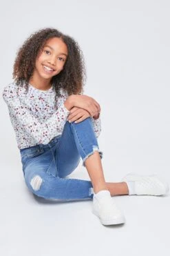 Girls WannaBettaFit Ankle Jeans With Dogbite Hem -Wana Fashion Shop GP240653 M2844 5