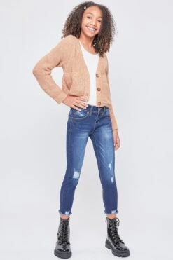Girls WannaBettaFit Ankle Jeans With Dogbite Hem -Wana Fashion Shop GP240653 S2844 1