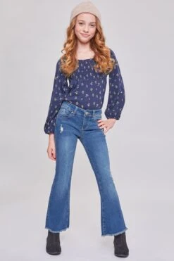 Girls Sustainable WannaBettaFit Frayed Flare Jeans 21 Girls Sustainable WannaBettaFit Frayed Flare Jeans -Wana Fashion Shop GP241751 1812T 6