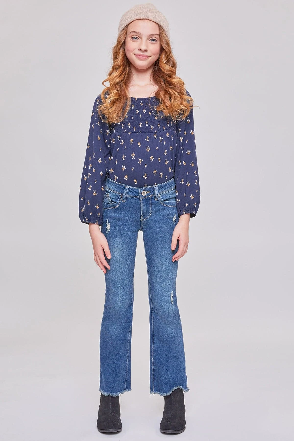 Girls Sustainable WannaBettaFit Frayed Flare Jeans 9 Girls Sustainable WannaBettaFit Frayed Flare Jeans - Image 7