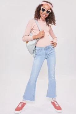 Girls Sustainable WannaBettaFit Frayed Flare Jeans 31 Girls Sustainable WannaBettaFit Frayed Flare Jeans -Wana Fashion Shop GP241751 L2044 1