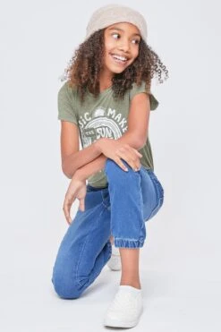 Girls Kozy Joggers With Faux Drawstring -Wana Fashion Shop GP242464 M36 5