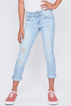 Girls Sustainable WannaBettaFit 2-Button Double Cuffed Skinny Jeans -Wana Fashion Shop GP243051 L2786 3 399e7aa4 ba9a 4170 890e e12810375a04