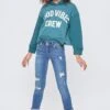 Girls Sustainable WannaBettaFit 2-Button Double Cuffed Skinny Jeans -Wana Fashion Shop GP243051 T2786 1