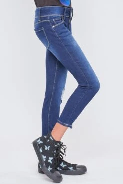 Girls Essential 2-Button Anklet Jeans W/Distressed Hem -Wana Fashion Shop GP245541 S2783 3