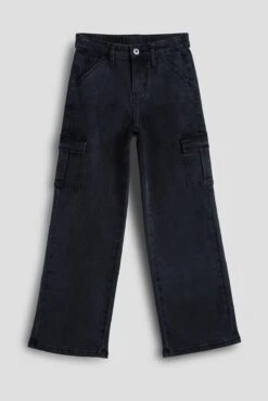 Girls Wide Leg Skater Cargo Jeans -Wana Fashion Shop GP252602 08W 2