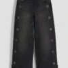 Girls Hot Fix Stud Cuffed Wide Jeans -Wana Fashion Shop GP258123 08W 1