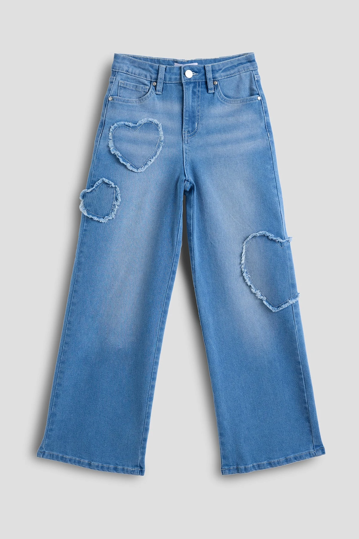 Girls Hearts-Club Patchwork Wide Leg Jeans 3 Girls Hearts-Club Patchwork Wide Leg Jeans