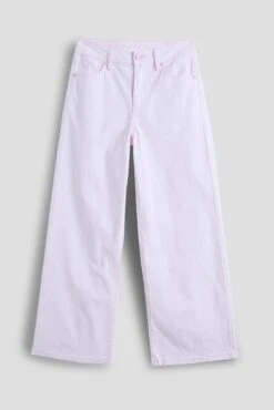 Girls Baby Pink Hickory Stripe Wide Leg Pant
