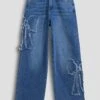 Girls Bella Bow Patchwork Wide Jeans -Wana Fashion Shop GP274166 08M 2