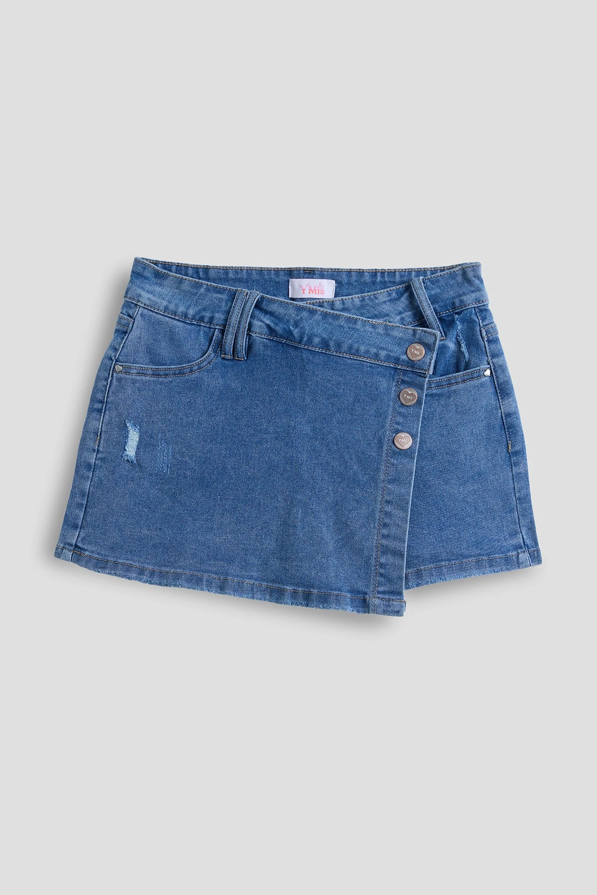 Girls Assymetrical Denim Skort 3 Girls Assymetrical Denim Skort