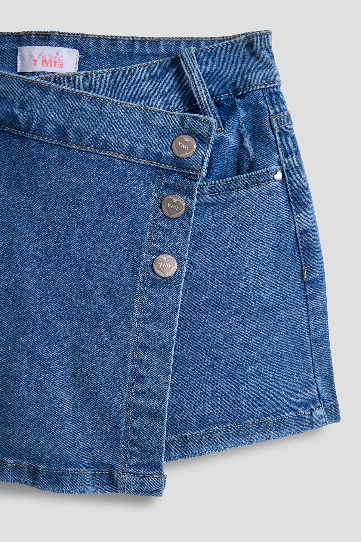 Girls Assymetrical Denim Skort 4 Girls Assymetrical Denim Skort - Image 2