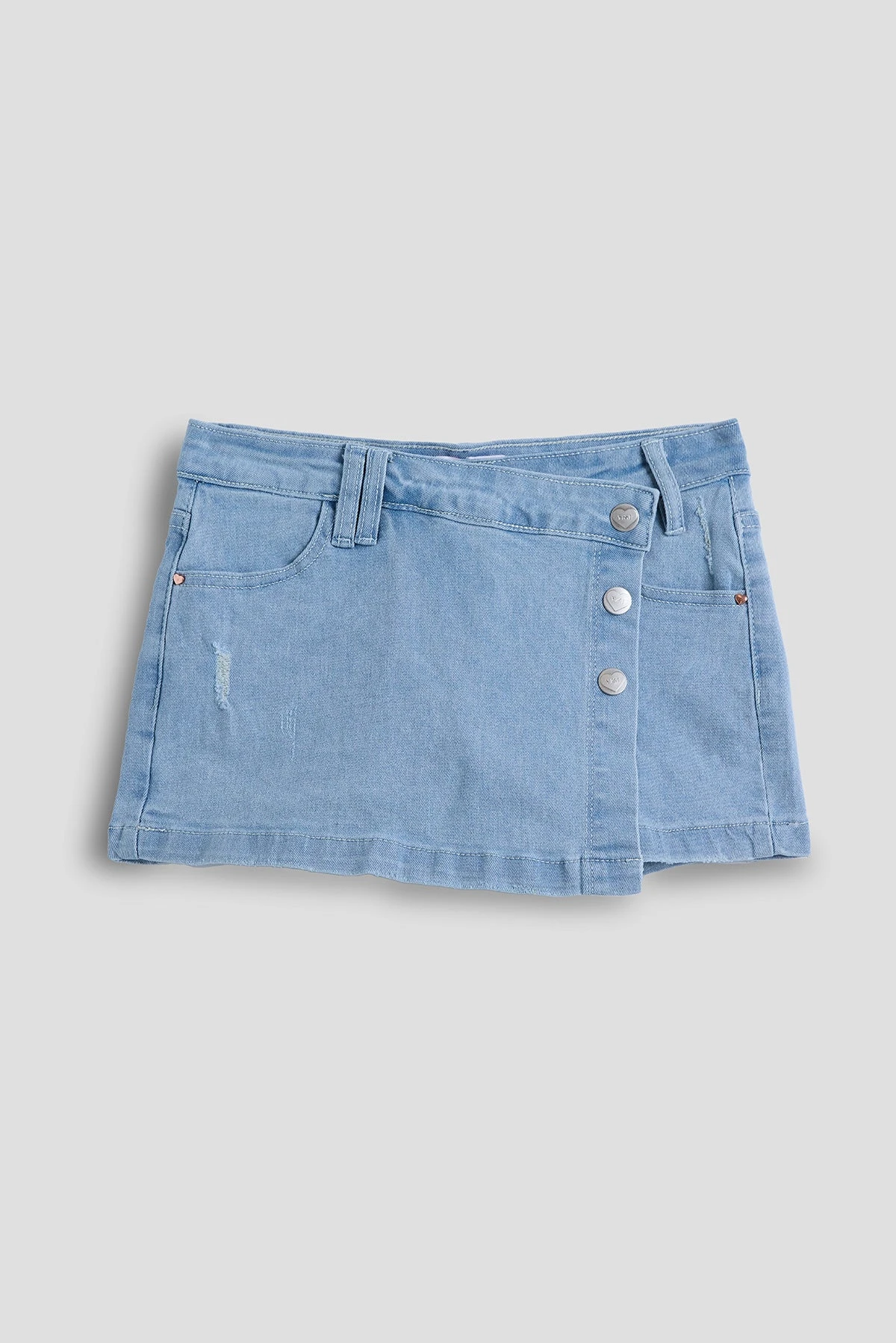 Girls Assymetrical Denim Skort 6 Girls Assymetrical Denim Skort - Image 4