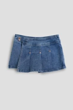 Girls Asymmetrical Pleated Denim Skort -Wana Fashion Shop GR12766 36N 2