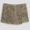 Girls Assymetrical Animal Print Denim Skort 2 Girls Assymetrical Animal Print Denim Skort -Wana Fashion Shop GR14189 BRLEO 1