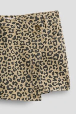 Girls Assymetrical Animal Print Denim Skort -Wana Fashion Shop GR14189 BRLEO 3