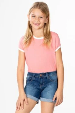 Girls Rolled Cuff Denim Shorts -Wana Fashion Shop GS39973 658 2