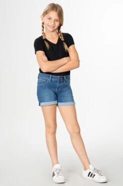 Girls Rolled Cuff Denim Shorts -Wana Fashion Shop GS39973 724 1