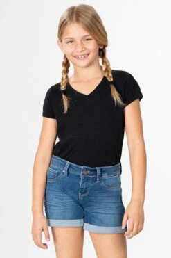 Girls Rolled Cuff Denim Shorts -Wana Fashion Shop GS39973 724 2