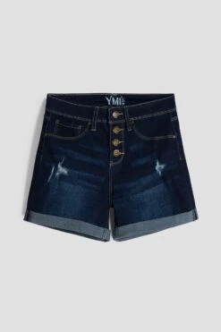 Girls Essential Button Fly Cuffed Shorts 17 Girls Essential Button Fly Cuffed Shorts -Wana Fashion Shop GS57741 S1921 2