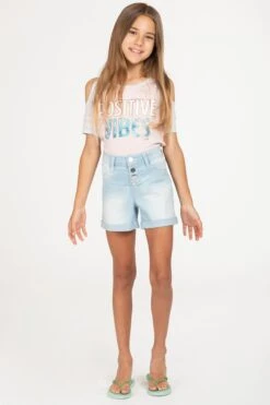 Girls Love Button-FlyCuffed Denim Shorts