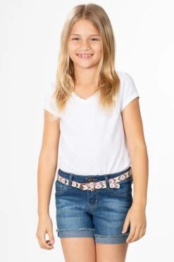 Girls Essential Fray Cuffed Shorts With Belt -Wana Fashion Shop GS582B87 102 4