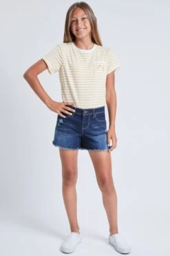 Girls Essential Fray Hem Shorts -Wana Fashion Shop GS62541 S2057 1 Custom