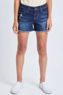 Girls Essential Fray Hem Shorts -Wana Fashion Shop GS62541 S2057 2 Custom