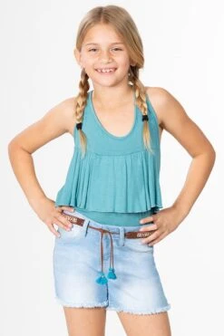 Girls Essential Frayed Hem Shorts With Belt -Wana Fashion Shop GS625B84 553 4