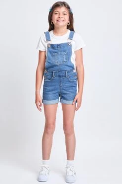 Girls Bib Cuffed Shortalls 24 Girls Bib Cuffed Shortalls -Wana Fashion Shop GS65184 2966M 4