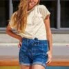 Girls Paper Bag Cuffed Shorts With Self Belt -Wana Fashion Shop GS68550 M08 1