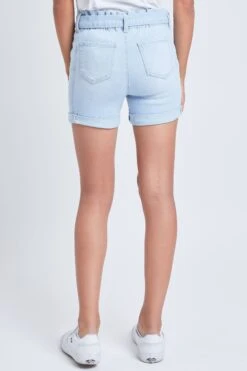 Girls Paper Bag Cuffed Shorts With Self Belt 17 Girls Paper Bag Cuffed Shorts With Self Belt -Wana Fashion Shop GS68550 Q08 4