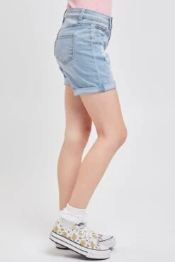 Girls EssentialRip And Self Repair Cuffed Shorts -Wana Fashion Shop GS69850 L2541 3