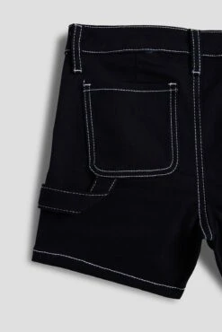 Girls Contrast Stitch Carpenter Shorts -Wana Fashion Shop GS72008 BLACK 3 4b819fde 3b32 4309 8332 4b0f8083b948