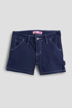 Girls Contrast Stitch Carpenter Shorts -Wana Fashion Shop GS72008 NAVY 1 b31e59dc a7a2 4b17 82a0 7ce1a269c147