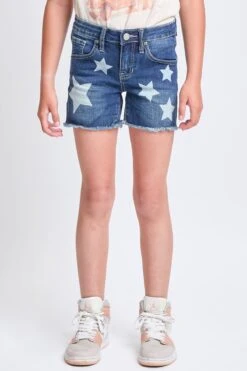 Girls Star Print Fray Hem Shorts 10 Girls Star Print Fray Hem Shorts -Wana Fashion Shop GS75350 36S 1