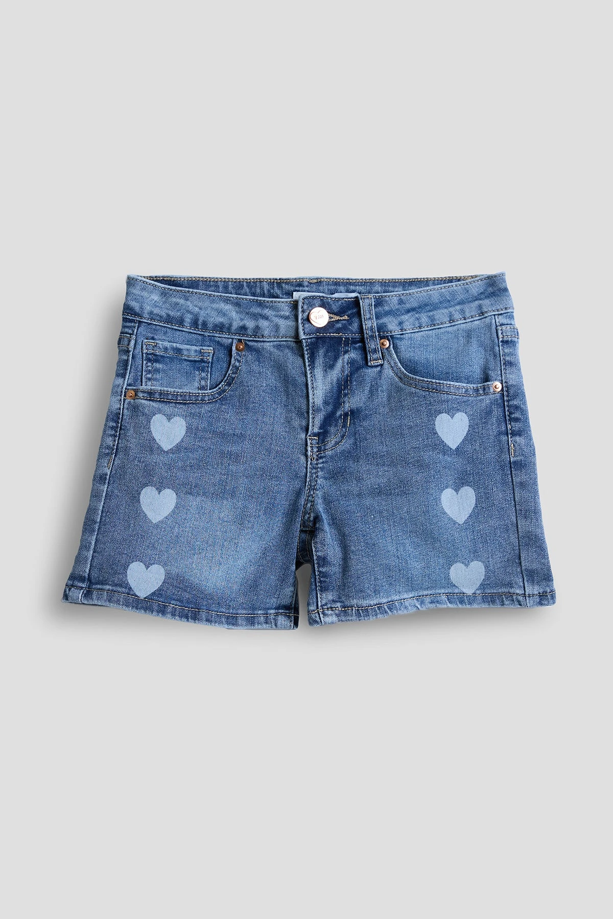 Girls Hearts-Club Print Denim Shorts 3 Girls Hearts-Club Print Denim Shorts