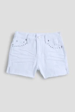 Girls Rhinestone And Fray Hem Short