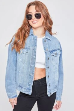 Women's Oversized Boyfriend Denim Jacket -Wana Fashion Shop J105076 2851C 1