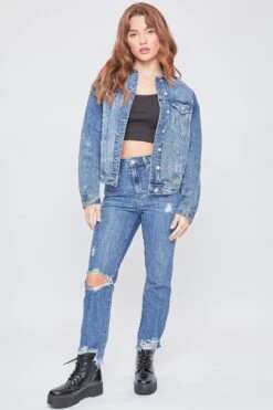 Women's Oversized Boyfriend Denim Jacket -Wana Fashion Shop J105076 2851M 4