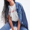 Women's 80's Style Denim Jacket With Elastic Hem