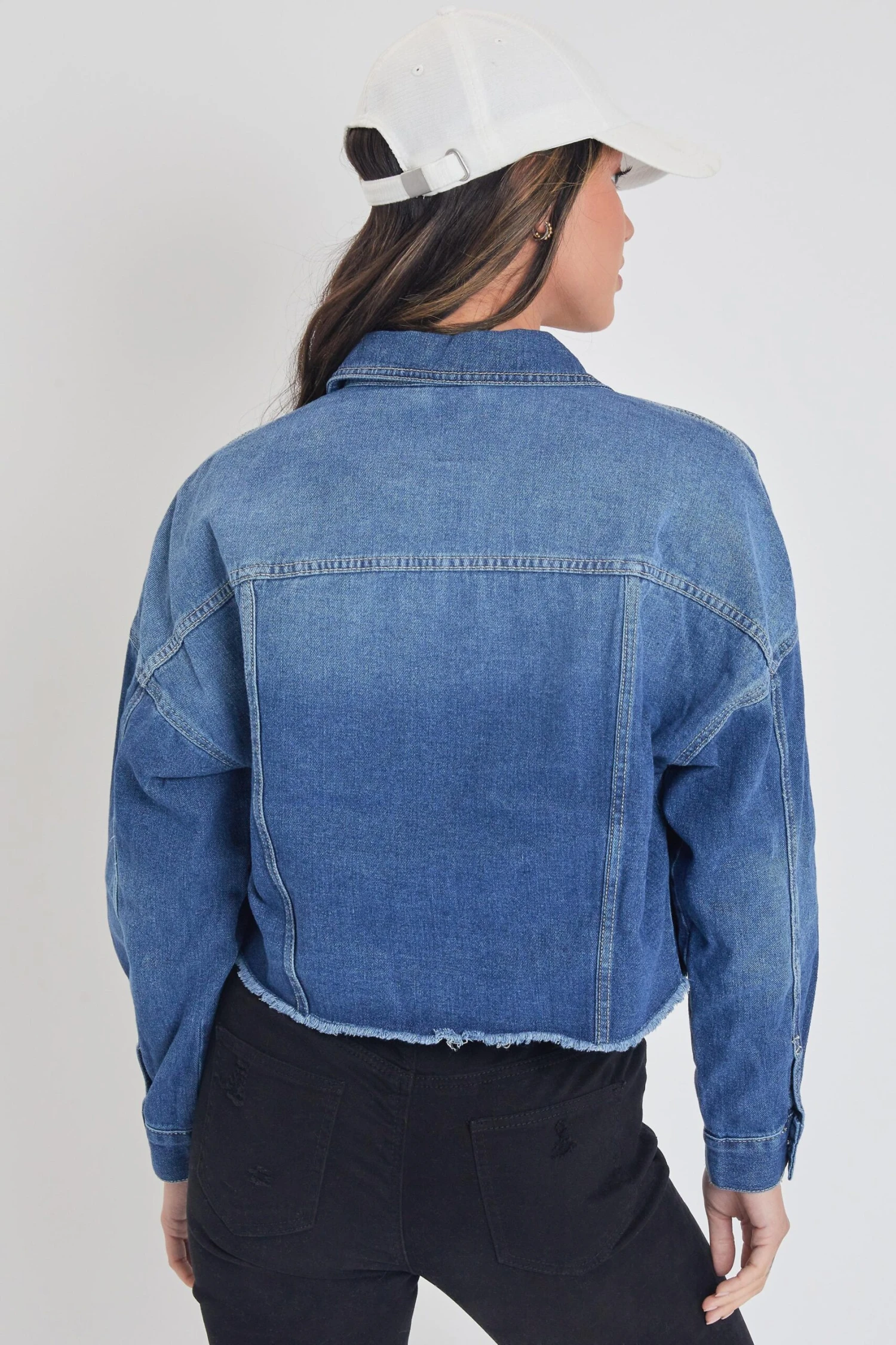Women's Denim Jacket With Raw Hem 5 Women's Denim Jacket With Raw Hem - Image 3