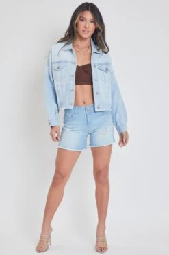 Women's Denim Jacket With Raw Hem 15 Women's Denim Jacket With Raw Hem -Wana Fashion Shop J108076 55 3