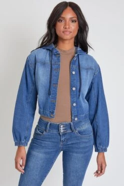 Women's Crop Hooded Denim Jacket Deal -Wana Fashion Shop J108376 185 1