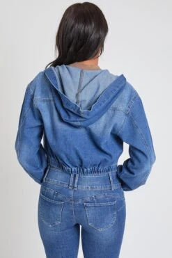 Women's Crop Hooded Denim Jacket Deal -Wana Fashion Shop J108376 185 3