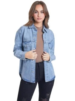 Women's Long Sleeve Denim Oversized Shacket -Wana Fashion Shop J1090DSH 36M