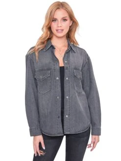 Women's Long Sleeve Denim Oversized Shacket -Wana Fashion Shop J1090DSH 36W